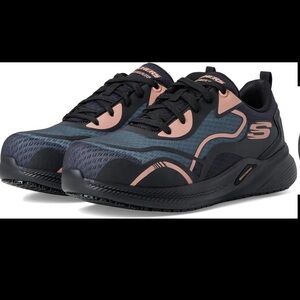 Skechers Black and Gray Slip-Resistant Sneakers composite toes